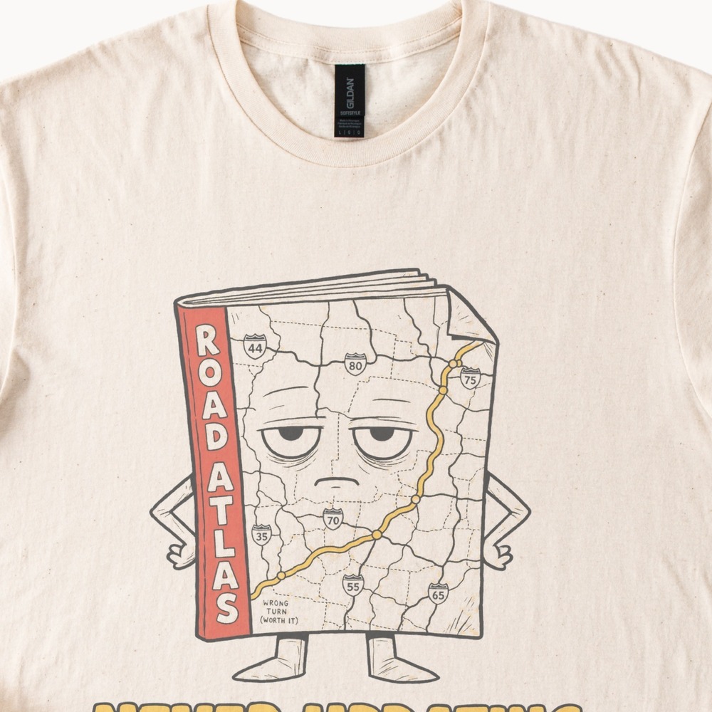 Never Updating Road Atlas Vintage Style Retro Travel Tee
